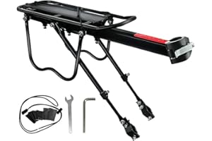 NOCHME Porte Bagage Vélo Arrière pour Sacoches, Sacs, Bagages, Chargement, Charge De 50 Kg, Aluminium Accessoire Velo VTT avec Réflecteur Réglable pour Le Cyclisme Camping Touring Sport