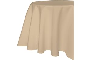 TextilDepot24 obrus ogrodowy, o wyglądzie lnu, efekt lotosu, odporna na zabrudzenia, 140 cm, okrągły, piaskowy