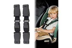JEYORZY 2 Pezzi Blocco Cintura Di Sicurezza Per Bambini, Fibbia Gancio Cintura Seggiolino Auto Bambino, Dispositivo Di Sicurezza Seggiolino Auto, Clip Bambino Cintura Di Sicurezza Auto(Nero)