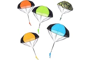 OUOOBEA 5 Pcs Parachute Toy,No Tangle Throw Throwing Parachute Men,Outdoor Children's Paratrooper Toy,Hand Throw Parachute Army Man(Orange,green,yellow,blue,camouflage)