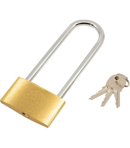 Cadenas Sécurité Arc Long Cadenas Yale En Laiton - Corps 40 Mm, Arc Long 11 Mm - Avec Anneau Caoutchouc De Protection - Livré Avec 2 Clés