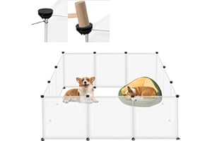 YUENFONG Freigehege Kaninchen Kleintiergehege Freilaufgehege Gittergehege Meerschweinchen Nagergehege Laufgitter aus Kunststoff, für Haustier, Kleintier, 145x75x48cm(12 Stück ohne Tür)