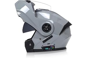 SDPPTY Bluetooth IntéGré Modulable Casque Moto,Flip-Up Casque avec Double Visière Casque Moto Intégral Casque Scooter Moto Anti-BuéE Double Miroir Homme Femme Casque ECE Homologué