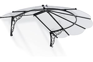 Canopia by Palram Auvent de porte d'entrée Iris 2.2m² Marquise de Porte, Protection Contre la Pluie et le Soleil pour Maison, (Noir)