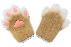 Hbbhml Guantes de piel sintética de felpa con forma de garra de gato, accesorios para Halloween y cosplay para adultos