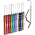 Loboo Idea 12-Pieces Multicolour Dimple Kaba Lock Pick Set Tools, Including 10 Pieces Dimple Kaba Lock Pick Hook and 2 Pieces Lock Pick Tension Wrench for Beginner and Pro Locksmiths