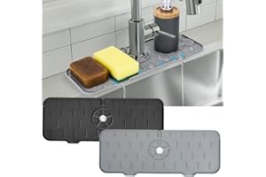 GENÉRICO 2 Unidades Alfombrilla Fregadero Cocina | Estera de Secado de Silicona Protector Encimera y Escurridor de Estropajos Cubre Salpicaduras Alfombrillas de Goma para Drenaje | Gris y Negro