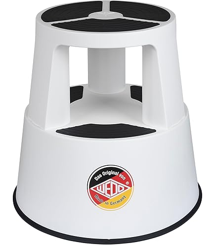 hjh OFFICE Stappenkruk TIO-M II metalen olifantenvoet TÜV-getest, hoogte 42 cm, tot 150 kg belastbaar, met wielen 830008 lichtgrijs