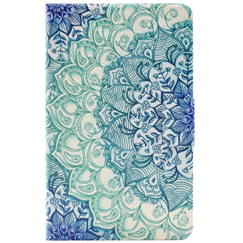 Asnlove Fire 7 2015 Hülle, Niedlich Karikatur Muster 360 Grad rotierend Ultra Lightweight Slim PU Leder Tasche Schutzhülle Schale Smart Shell Case Cover mit Standfunktion für Amazon Kindle Fire 7.0 Zoll (5. Generation – 2015 Modell) Tablet, Grün Mandala - 2