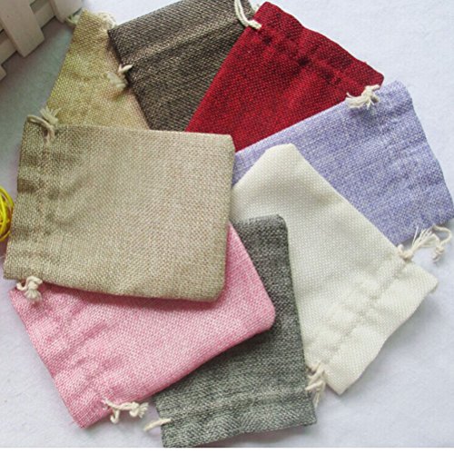 Pixnor Baumwollbeutel Sackleinen Leinen Jute Tasche Schmuck Beutel Zugband Geschenktüten Organzabeutel Säckchen Beutel – 10 Stücke - 2