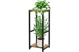 YOCOMEY Hölzern Blumenregal Pflanzenregal, Mehrstöckig Blumenständer Pflanzenständer Blumenbank Blumentreppe Pflanzentreppe Standregal für Innen Garten Balkon Deko (2 Tier, Schwarz)