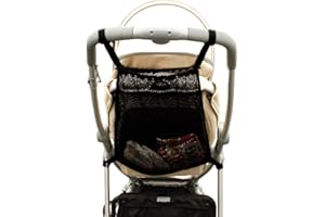 FUXUNAMZ Bolsas de compras, universal, redes para cochecitos de bebé, Bolsillo de malla la parte posterior de la carriola, bolsillo de almacenamiento Adecuado para la mayoría de las manijas - negro 1 pieza