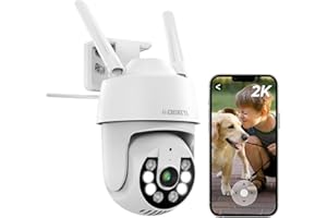 DEATTI (Upgrade Version) 2K PTZ Camera Surveillance WiFi exterieure sans Fil, Camera IP WiFi, Suivi Automatique, Audio Bidirectionnel, PIR Détection de Mouvement, Vision Nocturne Couleur, IP66