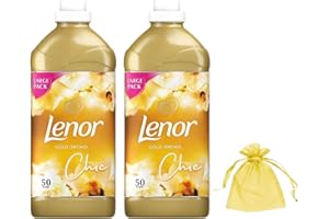 JOY Lenor Fabric Conditioner, Large Pack, Pack of Two, 2 x 50 Washes, 2 x 1.75 L, Gold Orchid Scent + Our Gift for You - Organza Bag Size 9 x 7 x 0.1 cm, package may vary