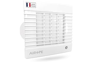 AIROPE-AS-100 mm,Ventola Estrazione,Ventilazione con Alette Interne Automatiche,Aspiratore per Bagno, Wc, Cucina,Buro a Basso Consumo Energetico,Garanzia 5 ANNI