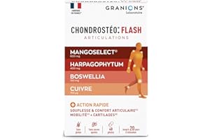 GRANIONS Chondrostéo+ Flash Articulations - 40 Gélules = 10 Jours - Mangoselect (Garcinia Mangostana), Boswellia, Harpagophytum - Confort Articulaire - Laboratoire des Granions - Marque Française