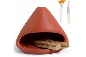 BEYLAB Clay Sculpture Palo Santo Holder - Ceramic Incense Burner for Wood Sticks, Sage, Cone Incense Energy Purifying Smudge Bowl Dish Handcrafted Gift for Meditation and Aromatherapy Courses - orange
