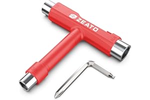 Zeato All-in-One Skate Tools Werkzeuge für Skateboards Multifunktionale Tragbar Skateboard T Tool Zubehör mit T-Type Schlüssel und L-Type Kreuzschlitz-Schlüssel Schraubenzieher Longboard Schrauben Set