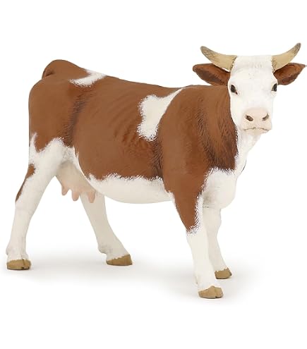 JOKFEICE Realistico Figure di Animali Mucca Gialla Figurine, Progetto di Scienza, Cake Topper, primi Giocattoli Educativi Di Compleanno Regalo Di Natale per I Bambini I Bambini di Età 3 4 5
