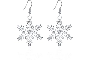 LOKXMVE Boucle d'Oreille Noel Femme Argent Boucles d'oreilles Pendantes de Noël Boucle d'oreille Flocon de Neige Boucles d'Oreilles Femme Noël Cadeau de Bijoux Noel Femmes Filles