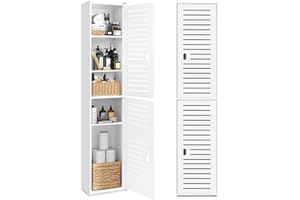 YIGANG Tall Bathroom Storage Cabinet, Bathroom Floor Cabinet Free Standing, 5-Shelf Slim Storage Furniture Organizer Unit for Bathroom, Kitchen, Living Room, Office, Entryway Toilet Paper, White