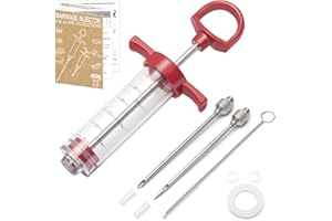 Seringue à marinade, seringue alimentaire, injecteur viande pour boeuf, poulet, pâtisseries,BBQ, 30ml, 2 aiguilles, 1 brosse de nettoyage, rouge