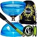 Produktbild Juggle Dream HURRICANE (Blau) Große Profi Diabolo Set mit Freiläufer (3K Dreifach-Kugellager), Diablo CARBON-Handstäbe + 10m ULTRA-SPIN Pro Diaboloschnur +Reisetasche! (The Best Freilaufdiabolo) Jongliergeräteräte