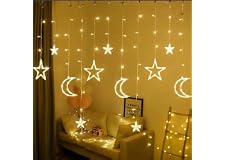 SCIENISH Led String Lights Stars Shaped And Moon Curtain Decorative Lights Holiday Decoration Ramadan Gift