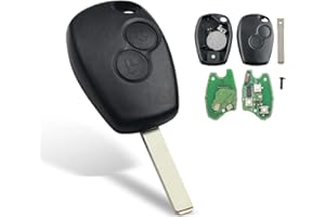 AULESSE Carcasa de Llave Remota de Coche 2 Botones 433 MHz PCF7947 Chip Reemplazo de Llave Mando Compatible con REN-Ault Kangoo II Clio III Colector de Polvo Modus Twingo Dacia Logan