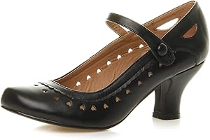 AJVANI Chaussures Escarpins Babies Classique cœur découpée Femmes Petit Talon Taille