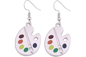 LIKGREAT Pincel de pintura y paleta de pintura colorida, pendientes de gota, Metal, No es una piedra preciosa