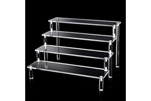 Sarmeley Acrylic Display Stand 4 Tier Acrylic Display Risers Display Shelf Clear Acrylic Stands for Display Pop Figures, Cupcake, Dessert, Perfume (30x26x20cm)