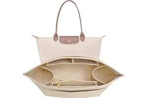 LOUKAYCCI Felt Purse Organiser Insert for Longchamp Le Pliage (Beige, L)