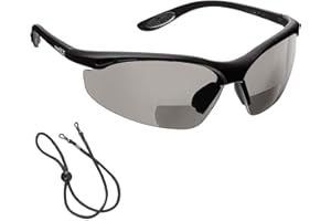 voltX 'CONSTRUCTOR' BIFOCAL Reading Safety Glasses (SMOKE/GRAY +2.0 Dioptre) UKCA & CE EN166F certified/Cycling Sports Glasses includes safety cord + UV400 anti fog coated lens