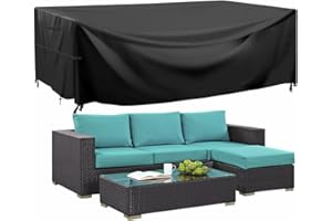 GARPROVM Copertura per Mobili da Giardino da Esterno, Tessuto Oxford 600D Addensato e Rivestimento in PU Impermeabile, Copertura Tavolo da Giardino Rettangolare Anti-ultravioletto 200X165X80CM