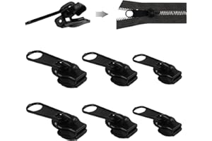 ENJIROR 6pcs Zipper Repair Kit 3 Sizes Removable Zip Slider Puller Replacement Set Instant Zipper Rescue Fix for Zipper Luggage, Suitcase, Backpacks, Jackets, Jeans, Extension & Fixing, Black, No Tools Needed