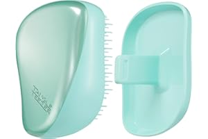 ‎TANGLE TEEZER Tangle Teezer The Compact Styler Entwirrende Haarbürste, reisefreundlich, mit Schutzhülle und zweistufigem Zahndesign, perfekt für nasses, trockenes und fliegendes Haar, blaugrünes mattes Chrom