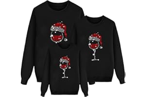 TOMORTSUN Pull Noel Famille Sweat Femme Homme Enfants Famille Longue Manches Tops Christmas Sweater Pulls De Noël Familles Col Rond Christmas Sweat-Shirt Manche Longue Chaud