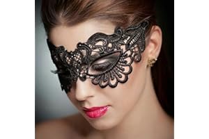 Lady of Luck Damen Spitze Maske Venezianische Masken Spitze Augenmaske Schwarz Spitzenmaske Venezianisch für Maskerade Karneval Party Maske