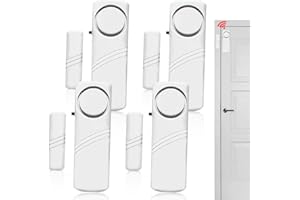 WIYETY Alarm okienny do drzwi, samoprzylepny, 4 szt., mini ochrona przed włamaniem z bezprzewodowym czujnikiem magnetycznym 90 DB, bezprzewodowy system alarmowy do domu, bezpieczeństwa domowego,