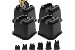 MixDora Bed Risers 4 Inch Furniture Risers Bed Lift Risers for Caster Wheels or Posts of Bed Table Couch Chair 4 Pack Black (4 Inch)