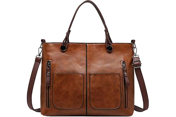 Damer vintage läder axelväska stor kapacitet tygväska kvinnor crossbody väska flera fickor axel handväska ledig tygväska för kvinnor