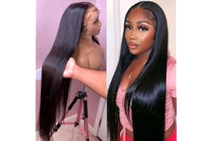 Bele 13x6 HD Lace Front Wigs 180% Density Human Hair Straight Transparent Deep Part Lace Front Wigs Brazilian Virgin Huamn Hair for Black Women Natural Color Pre Plucked with Baby Hair 28inch