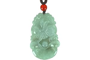 A5GOLD Jade Necklace, Natural Jade Stone Chinese Zodiac Pendant, Jadeite Jewelry Lucky Charm Gemstone Necklace D-Z-K01