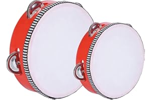 SUNSHINE SMILE 2-teilig handtrommel für kinder,handtrommel percussion,tamburin trommel,holz handtrommeln,tambourin percussion,handheld tamburin,holz tamburine mit glöckchen,trommel