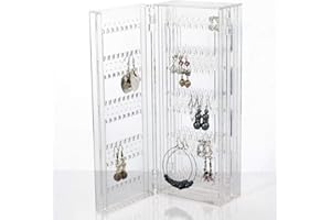 TRANSINO Porte Bijoux Rangement Bijoux Pliable Support Bijoux Presentoir Boucle d'oreille Rangement Collier Porte Boucles d'oreilles Presentoir Collier Transparent Idee Cadeau pour Femme