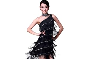 G-LIKE Latein Tanz Kleider Kostüme - Latin Tänze Walzer Tango Swingtanz Party Salsa Dekoration Accessoires Pailletten Quasten Wettbewerb Ball Rock Trikot Tanzkleid für Damen Mädchen - Polyamidfaser