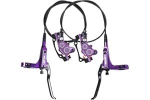 ThinkTop Bike 4 Piston Hydraulic Disc Brake, CNC Machining MTB Bicycle Oil Pressure 4 Piston Driving Brake Caliper, Left (Front) 800/Right (Rear) 1400mm