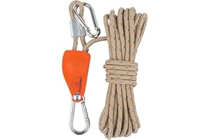 Amagogo Cintre de Corde à cliquet de poulie, Engrenages en métal renforcé Robuste sécurisé tendeur de Boucle réfléchissant Corde Anti-dérapante pour Le