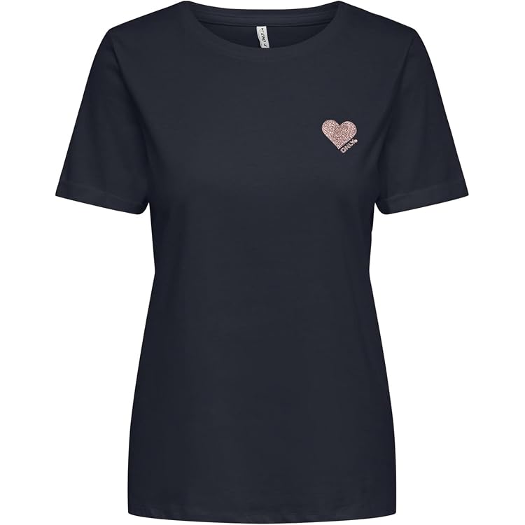 ONLY Damen Onllucy Life Top – Kurzärmliges Basic-Top Aus Baumwolle In Schwarz (Größe XS)